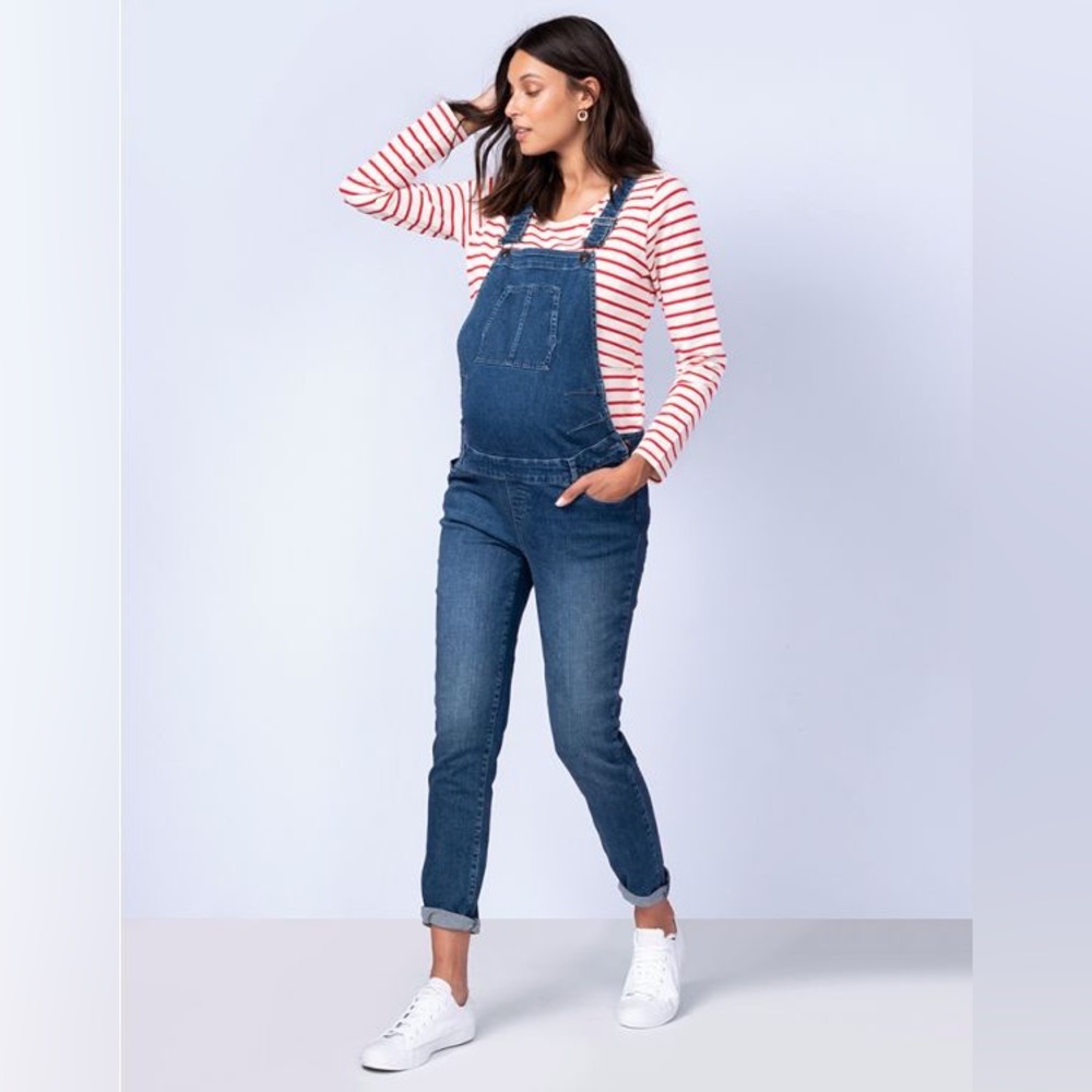 Seraphine Denim Blue Maternity Overalls